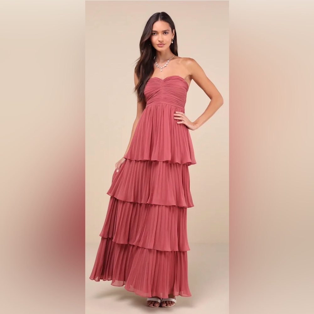 Tiered Ruffle Maxi Dress in Dusty Rose